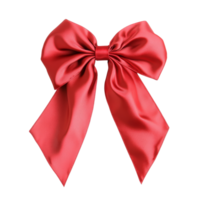 Elegant red satin ribbon bow isolated on a transparent background perfect for gift wrapping and decorations, Red Satin Ribbon Bow Isolated on transparent background png