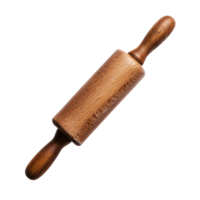 Wooden rolling pin resting on a transparent background, ready for baking, cooking, or pastry preparation, Wooden rolling pin isolated png