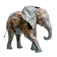 A stunning side view of a beautifully crafted paper elephant against a clean transparent background showcasing artistic detail, Elephant side view transparent background png