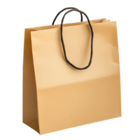 Elegant blank brown paper gift bag with dark handles on a transparent background, blank brown paper gift bag transparent background png