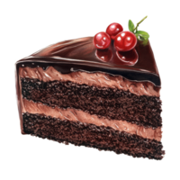 Delightful slice of rich chocolate cake with cherries on top enjoyed at a cozy cafa in the afternoon, Slice of sweet chocolate cake png
