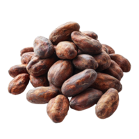 Cocoa beans arranged on a transparent background showcasing their rich texture and natural colors for culinary inspiration and product use, Cocoa beans isolated on transparent background png