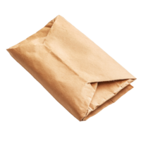 A closeup view of a folded paper packet resting on a clean transparent background in simple, everyday setting, paper packet on a transparent background png