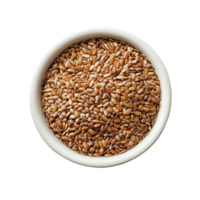 Flax seeds in a transparent bowl on a clean background, highlighting their nutritious qualities for healthy eating, Flax seeds in bowl on transparent background png