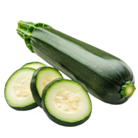 Freshly sliced zucchini on a clean transparent background showcasing its vibrant green color and smooth texture, slice fresh zucchini with slice on transparent background png