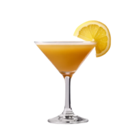 A refreshing sidecar cocktail garnished with a lemon slice on a transparent background, sidecar cocktail isolated on transparent background png