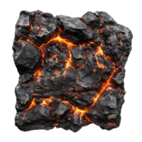 Molten rock surface displaying intricate textures and lava flows under a darkened environment, Lava Surface with Molten Rock and Texture, Isolated on transparent background png