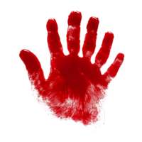 Red blood handprint on a transparent background symbolizes urgency and potential danger in an artistic context, Red Blood Handprint on transparent background png
