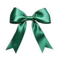 Elegant green ribbon bow isolated on a transparent background perfect for gifts and decorations at any event, green ribbon bow isolated on transparent background png