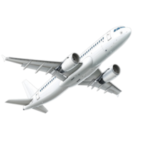 Aerial view of a modern airplane flying against a clean transparent background, Airplane isolated on transparent background Stock Illustration png