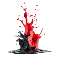 Black and red color splash creates dynamic art against a transparent background in bright lighting, black red color splash isolated on transparent background png