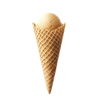 Empty waffle cone placed upright on a transparent surface ready for ice cream filling, Wafer cone, empty ice cream cone Stock Illustration png