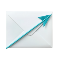 Envelope with a blue arrow on a clean transparent background emphasizing communication and direction choices, envelope with blue arrow isolated on a transparent background png