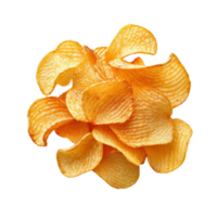 Crispy potato chips scattered on a transparent background, perfect for snacking at any time of day, Potato chips isolated png