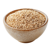 Bowl filled with sesame seeds on a transparent background ready for culinary use or garnishing dishes, sesame in a bowl isolated on transparent background png