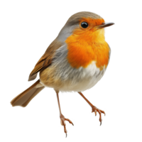 A robin perched on a branch against a transparent background showcasing its vibrant colors, Bird perch robin isolated on transparent background png