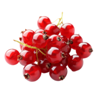 Fresh red currants displayed on a bright transparent background showcasing their vibrant color and juicy texture, Fresh red currant fruit on a transparent background png