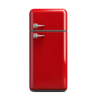 Classic red fridge isolated on a transparent background showcasing retro design and vibrant color perfect for modern kitchens, Classic fridge isolated on transparent background png