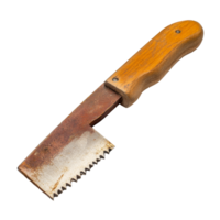 Hand saw with wooden handle isolated on transparent background for woodworking and DIY projects in home workshops, Hand saw isolated png