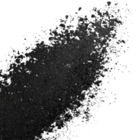 A closeup view of black grainy texture resembling powdery transparent on a transparent background, black grainy texture of old surface or powder isolated on transparent background png