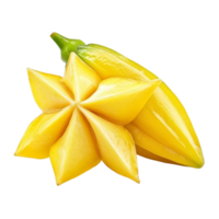 Fresh, ripe carambola star fruit displayed on a clean, transparent background ready for culinary use and nutrition, carambola star fruit isolated on transparent background png