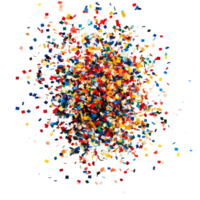 colorida confete explode dentro uma vibrante exibição contra uma colori pano de fundo, a comemorar alegria e festividade dentro uma dinâmico momento, colorida confete estourando isolado png
