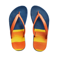 Brightly colored flip flops laid on a smooth transparent surface for summer fun, A closeup studio shot of a pair of flipflops on transparent backgroundfile png