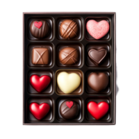 Valentines Day chocolate box filled with assorted heartshaped treats on transparent background, Valentines Day Chocolate Box Isolated on transparent background png