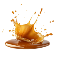 Delicious caramel splash creates an eyecatching design on a transparent background highlighting its rich texture, Delicious Caramel Splash isolated on transparent background png