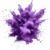 Purple powder explosion isolated on a transparent background showcasing vibrant color and dynamic motion, purple powder pulver explosion isolated on transparent background png