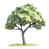 Geometric green tree design isolated on a transparent background creating a modern, minimalist aesthetic, Geometric green tree flat 3d isolated on transparent background png