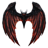 Intricate demon wings with red and black detailing displayed against a transparent background showcasing their design quality, Demon wings on transparent background png
