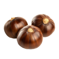Fresh organic chestnuts on a transparent background highlighting their rich brown color and unique shape, Organic chestnuts on a transparent background png