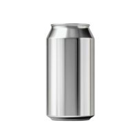 Aluminum soda can mockup showcasing a sleek silver design on a clean transparent background, 330 ml Aluminum Soda Can Mockup on transparent background HighResolution png