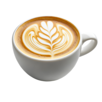 A beautifully crafted cup of latte artistry featuring intricate design on a bright transparent background with a touch of tone, Cup of latte transparent background png