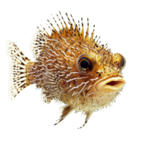 A porcupinefish swims gracefully, showcasing its unique features against a transparent backdrop, a porcupinefish isolated on transparent background png