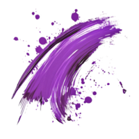 Dynamic purple paint strokes and splashes on a clean transparent background showcase artistic expression and creativity, Purple Paint Strokes and Splashes on transparent background png