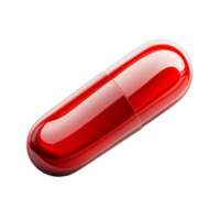 Bright red medical capsule tablet isolated on a clean transparent background for health and pharmaceutical use, Medical pill tablet isolated on transparent background png