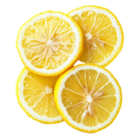 Fresh lemon slices arranged on a transparent background for culinary or decorative uses, Fresh lemon slices isolated on transparent background png