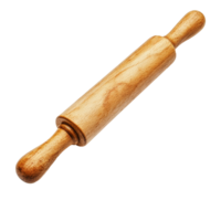 Crafted wooden rolling pin isolated on a transparent background for baking and culinary preparation, Wooden rolling pin isolated png
