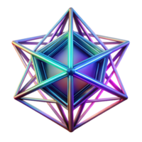 Render Iridescent Geometric Star Structure Abstract Background Image png