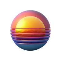Sunset Sphere Render, Retro Gradient Hues, Layered Ocean Design, Abstract Background Image png