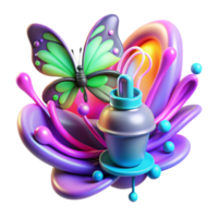Vibrant Illustration Butterfly and Abstract Colorful Liquid Forms png