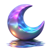 Iridescent Crescent Moon Render Abstract Background png