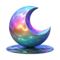 Crescent Moon Render Iridescent Chromatic Abstract Background png