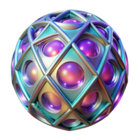 Iridescent Sphere Graphic Abstract Background with Geometric Lattice and Orb Design png