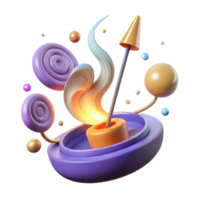 Abstract Render of Swirling Flame and Arrow in Purple and Orange png