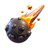 Render of a Fiery Comet with Stars png