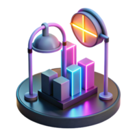 Neon Render of Data Visualization with Illuminated Lamps png