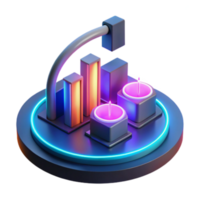 Neon Glowing Render of Abstract Data Visualization png